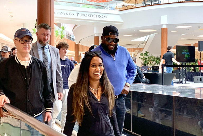 David Ortiz leads a walk around the mall