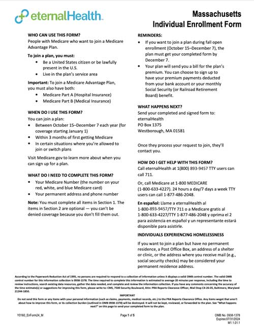 MA Enrollment Form with Needs Assessment